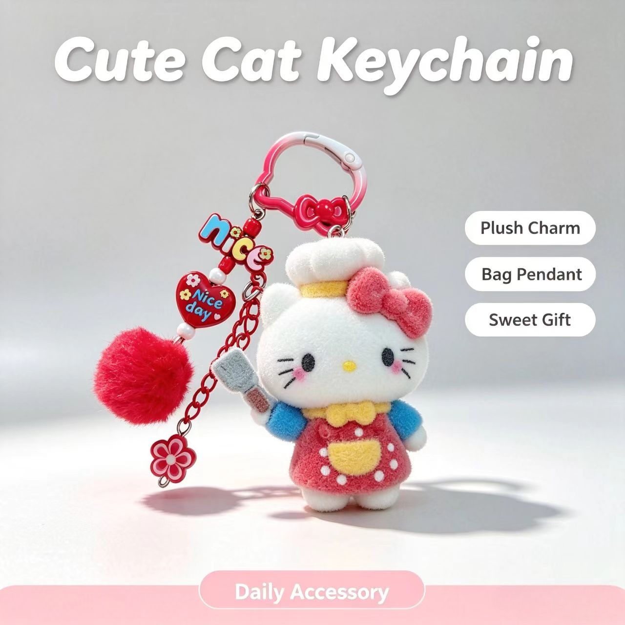 Fashion Flocked Cat Keychain C - đánh giá và giá Women Accessories Pack