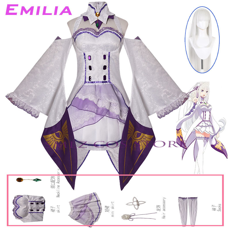 Emilia Cosplay Anime Re Zero K - đánh giá và giá Women Accessories Set