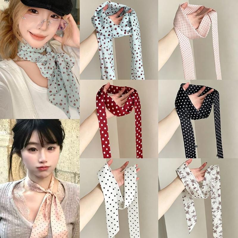 Polka Dot Floral Print Silk Sc - đánh giá và giá Women Accessories Pack
