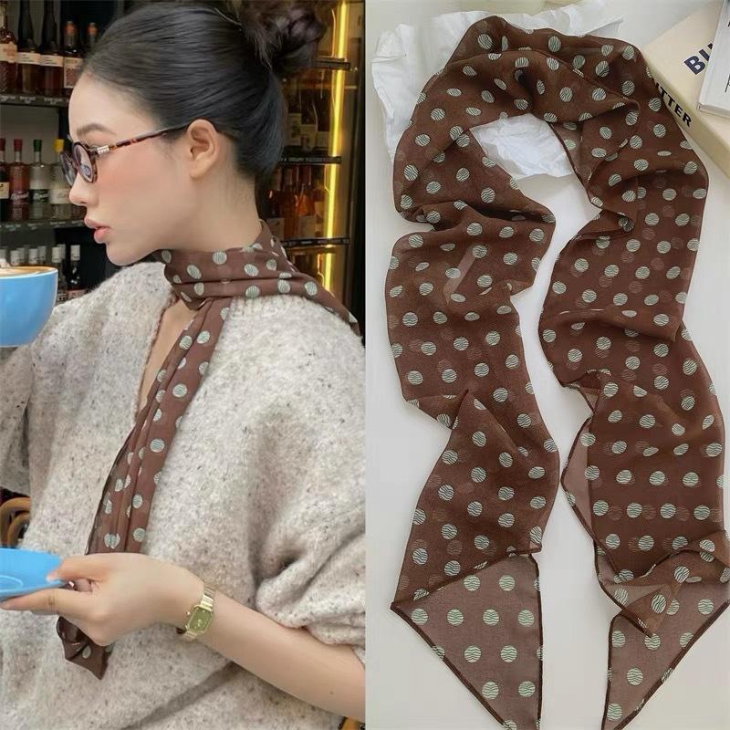 Polka Dot Floral Print Silk Sc - đánh giá và giá Women Accessories Pack