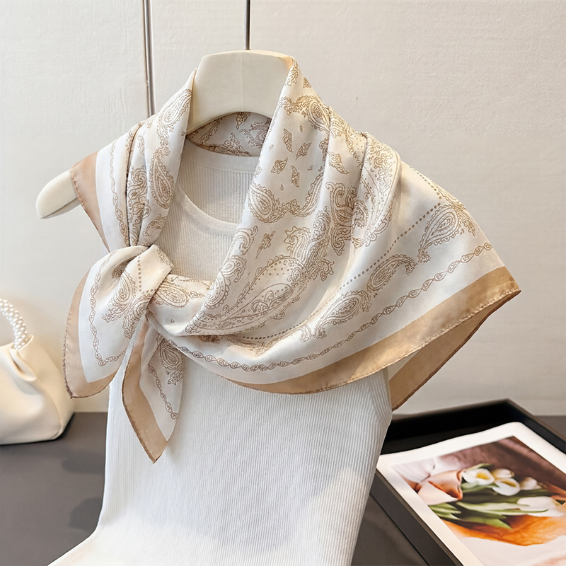 Vintage Beige Paisley Print Sq - đánh giá và giá Women'S Accessories For Neck